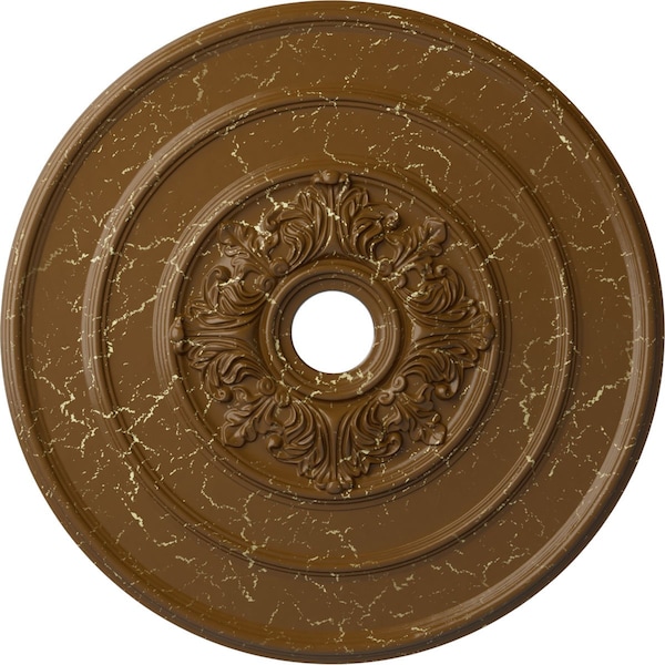 Ekena Millwork Traditional with Acanthus Leaves Ceiling Medallion, 26"OD x 3 1/8"ID x 1 1/2"P, Smokey Topaz Crackle CM26TASTC - main